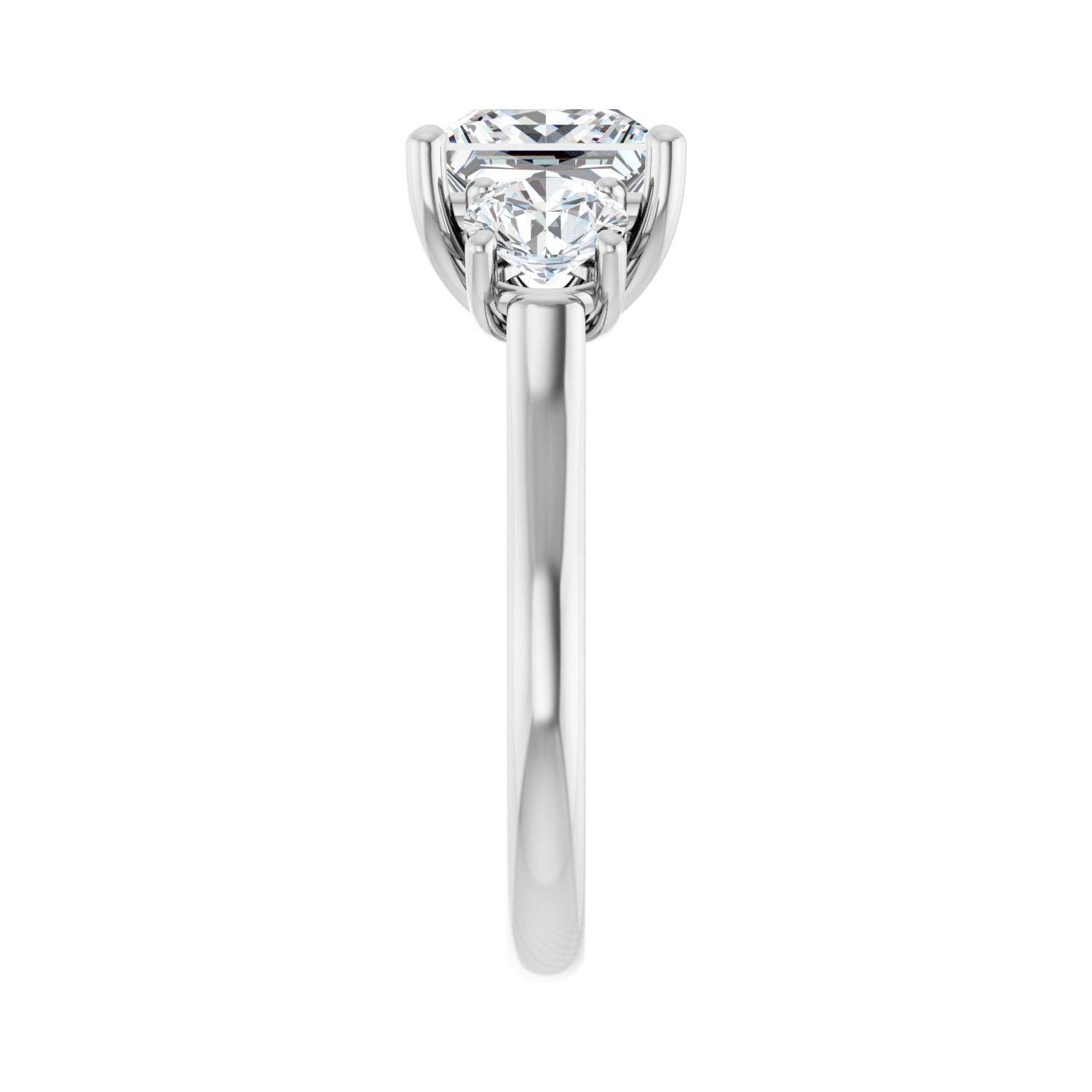 Square Three-Stone Engagement Ring | Metal Type=14K White Gold | Center Stone Size=2.5 CT | Image 4