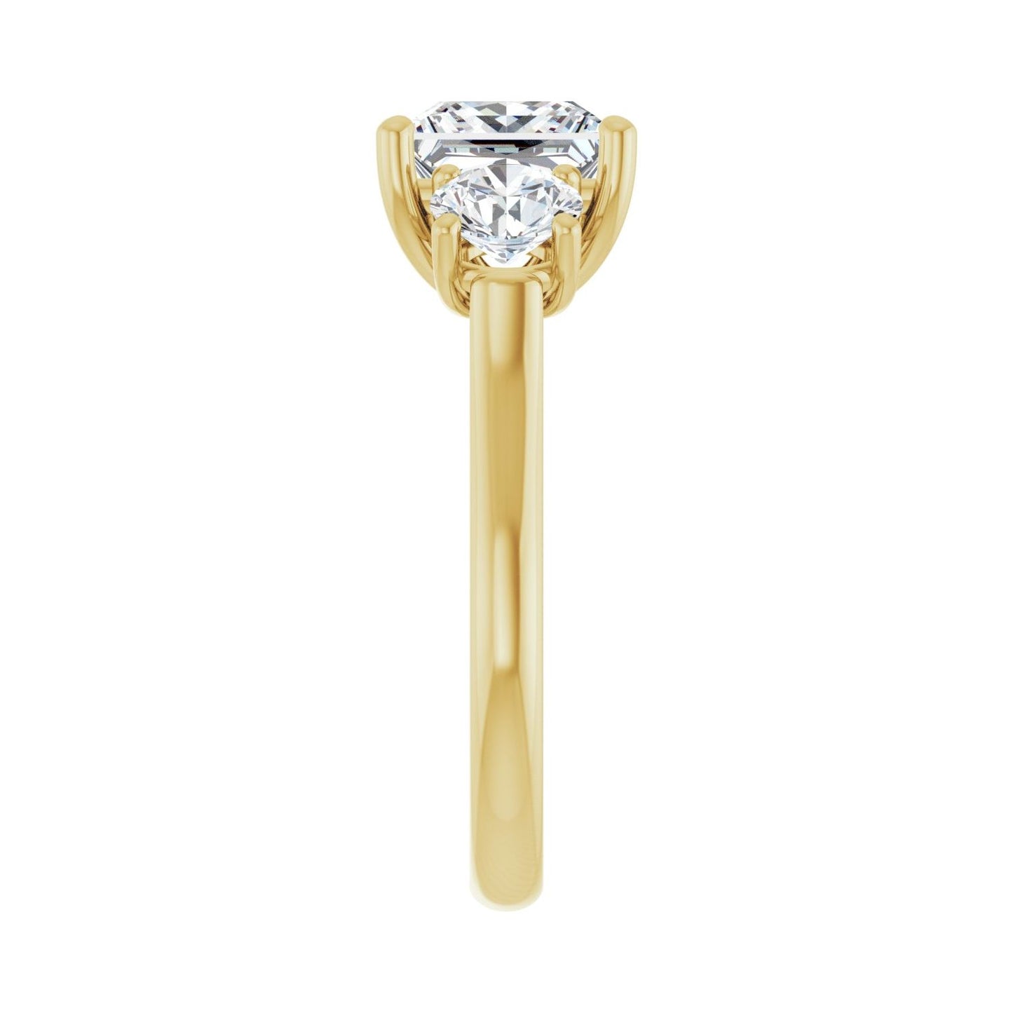 Square Three-Stone Engagement Ring | Metal Type=14K Yellow Gold | Center Stone Size=2.5 CT | Image 4