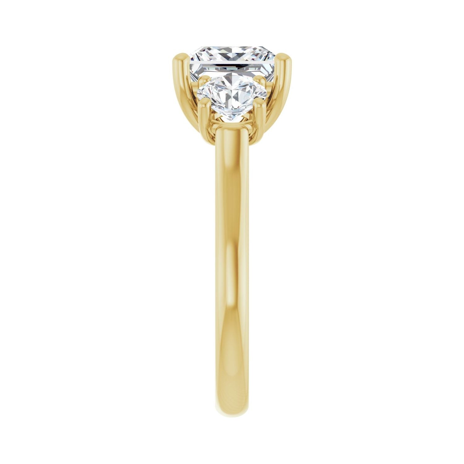 Square Three-Stone Engagement Ring | Metal Type=14K Yellow Gold | Center Stone Size=2.5 CT | Image 4