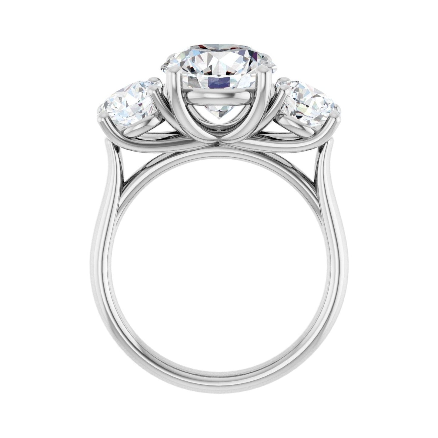 Round Three-Stone Engagement Ring | Metal Type=14K White Gold | Center Stone Size=3 CT | Image 2