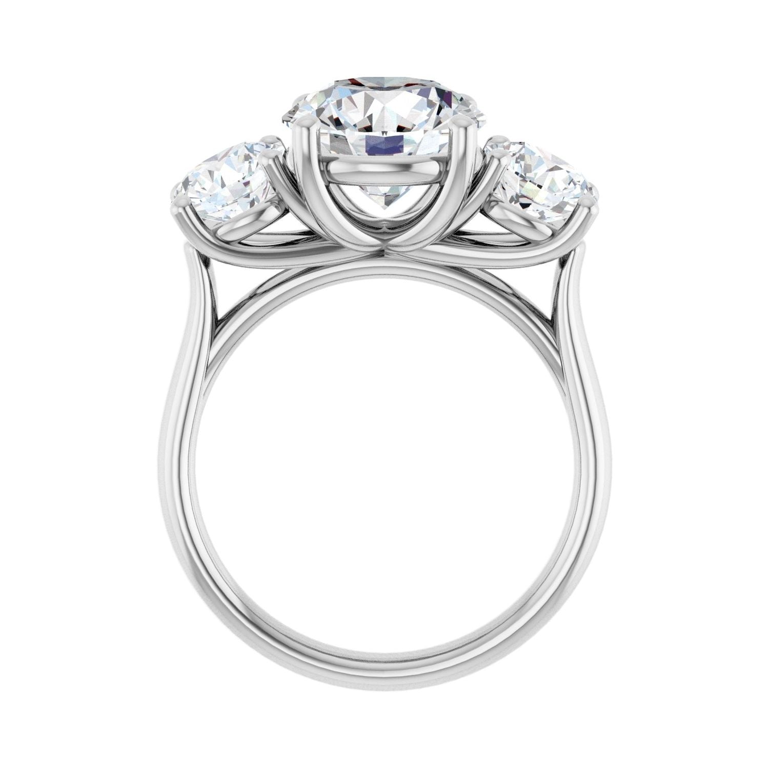 Round Three-Stone Engagement Ring | Metal Type=14K White Gold | Center Stone Size=3 CT | Image 2