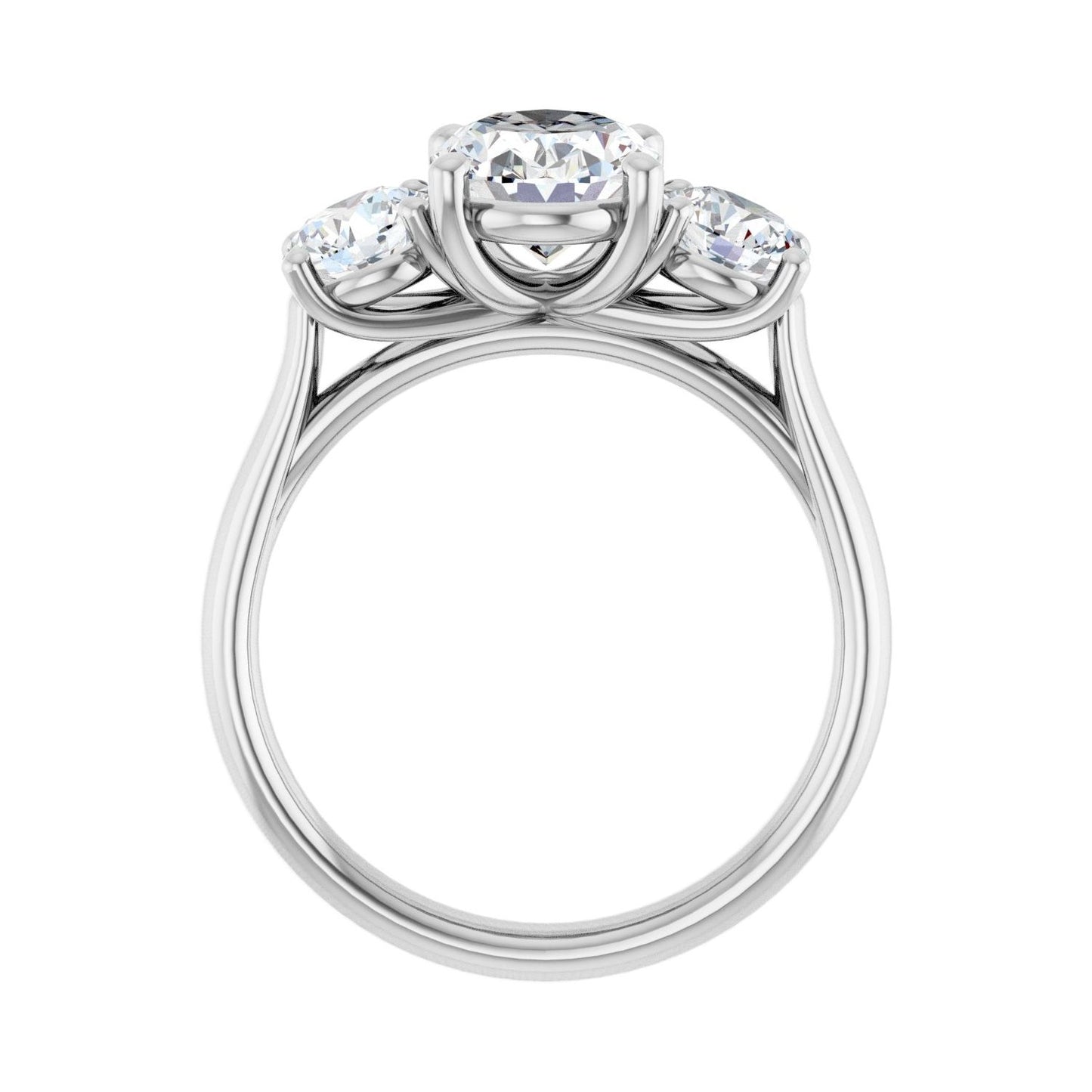 Oval Three-Stone Engagement Ring | Metal Type=14K White Gold | Center Stone Size=2 CT | Image 2