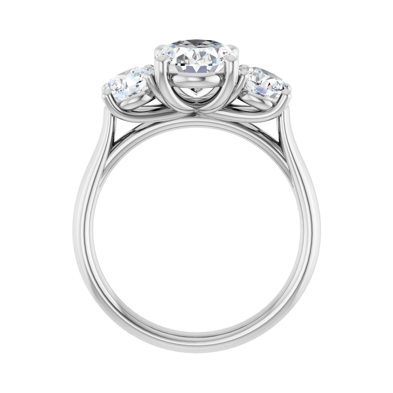 Oval Three-Stone Engagement Ring | Metal Type=14K White Gold | Center Stone Size=2 CT | Image 2