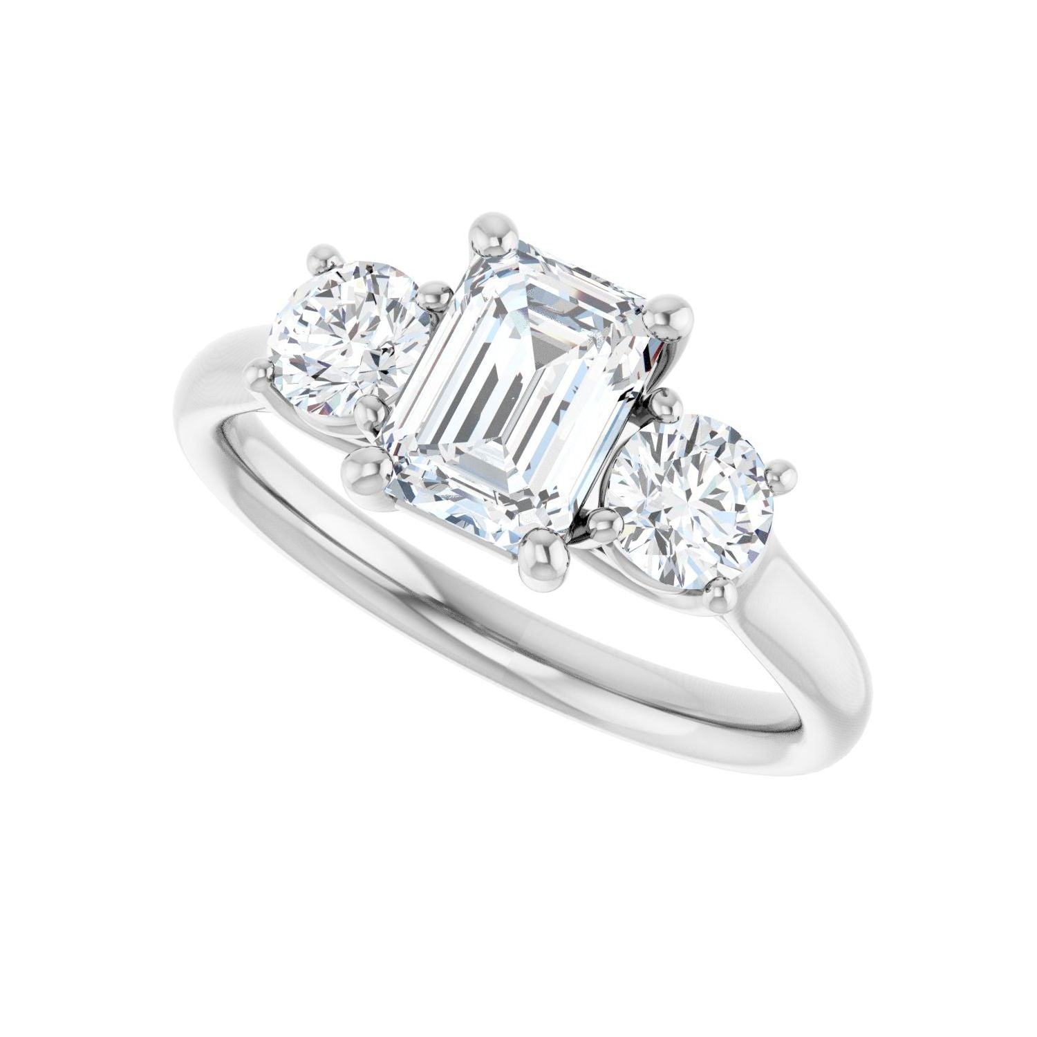 Emerald Three-Stone Engagement Ring | Metal Type=14K White Gold | Center Stone Size=1.5 CT | Image 5