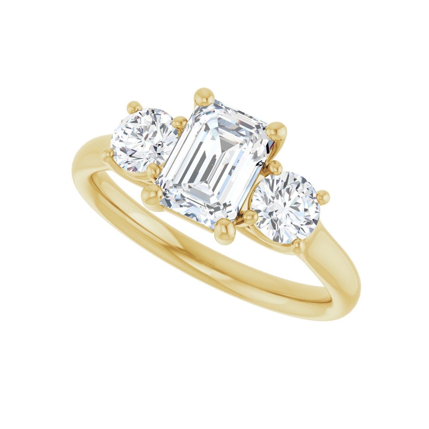 Emerald Three-Stone Engagement Ring | Metal Type=14K Yellow Gold | Center Stone Size=1.5 CT | Image 5