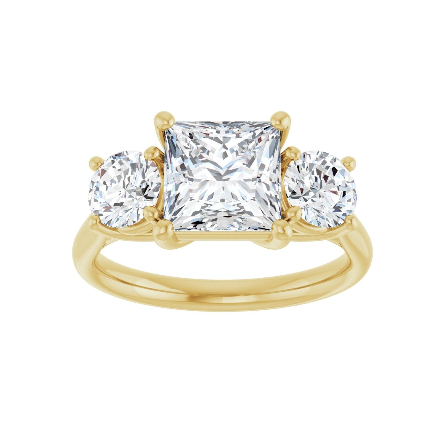 Square Three-Stone Engagement Ring | Metal Type=14K Yellow Gold | Center Stone Size=2 CT | Image 3