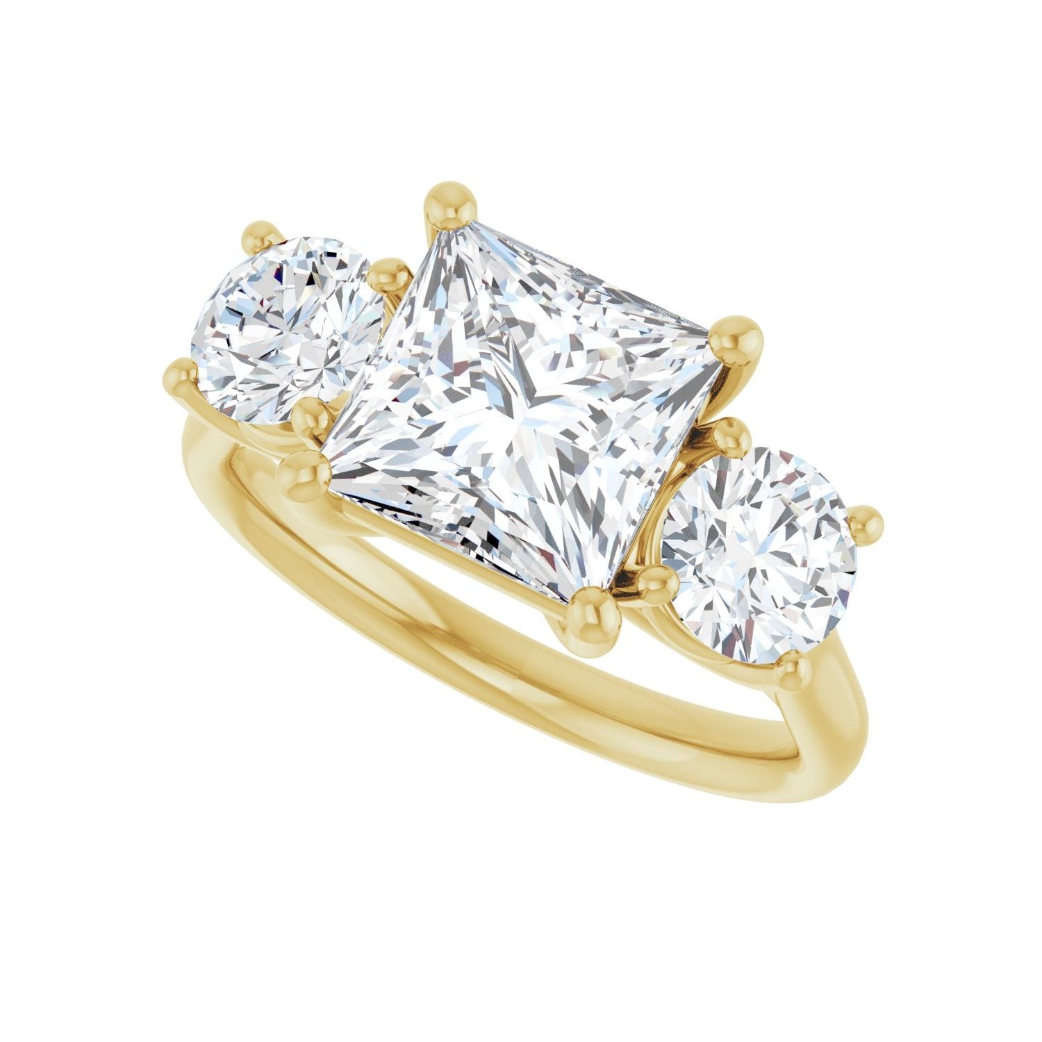 Square Three-Stone Engagement Ring | Metal Type=14K Yellow Gold | Center Stone Size=2.5 CT | Image 5