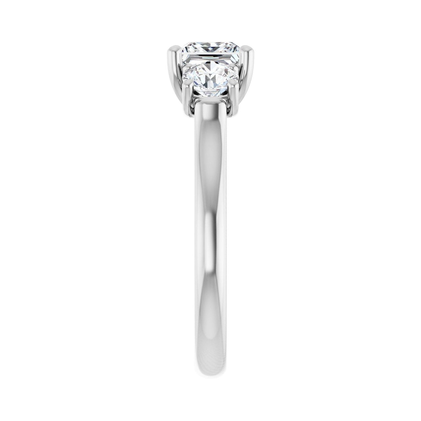 Square Three-Stone Engagement Ring | Metal Type=14K White Gold | Center Stone Size=1 CT | Image 4