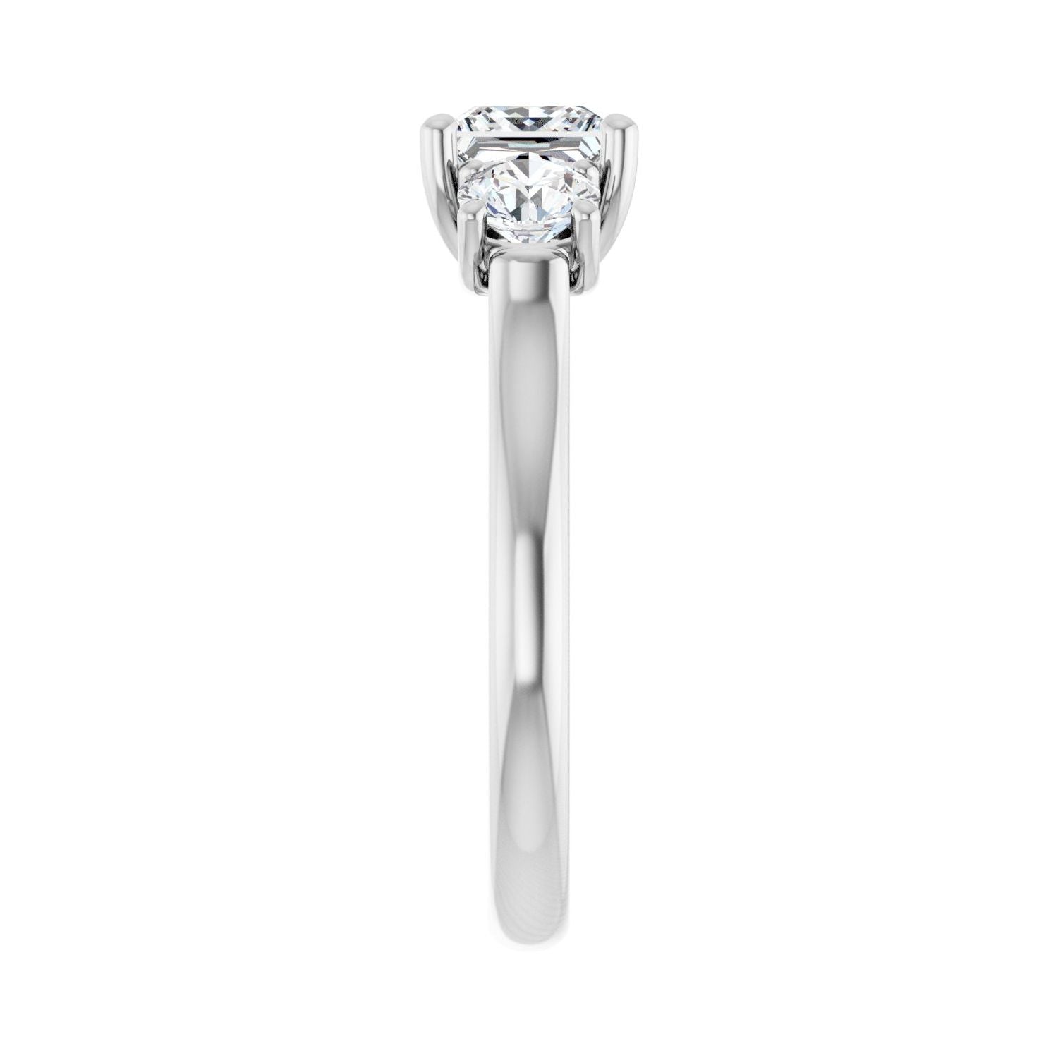 Square Three-Stone Engagement Ring | Metal Type=14K White Gold | Center Stone Size=1 CT | Image 4