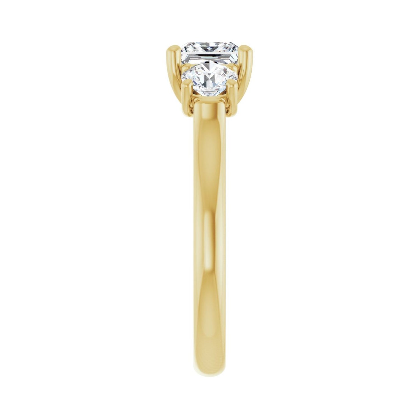 Square Three-Stone Engagement Ring | Metal Type=14K Yellow Gold | Center Stone Size=1 CT | Image 4