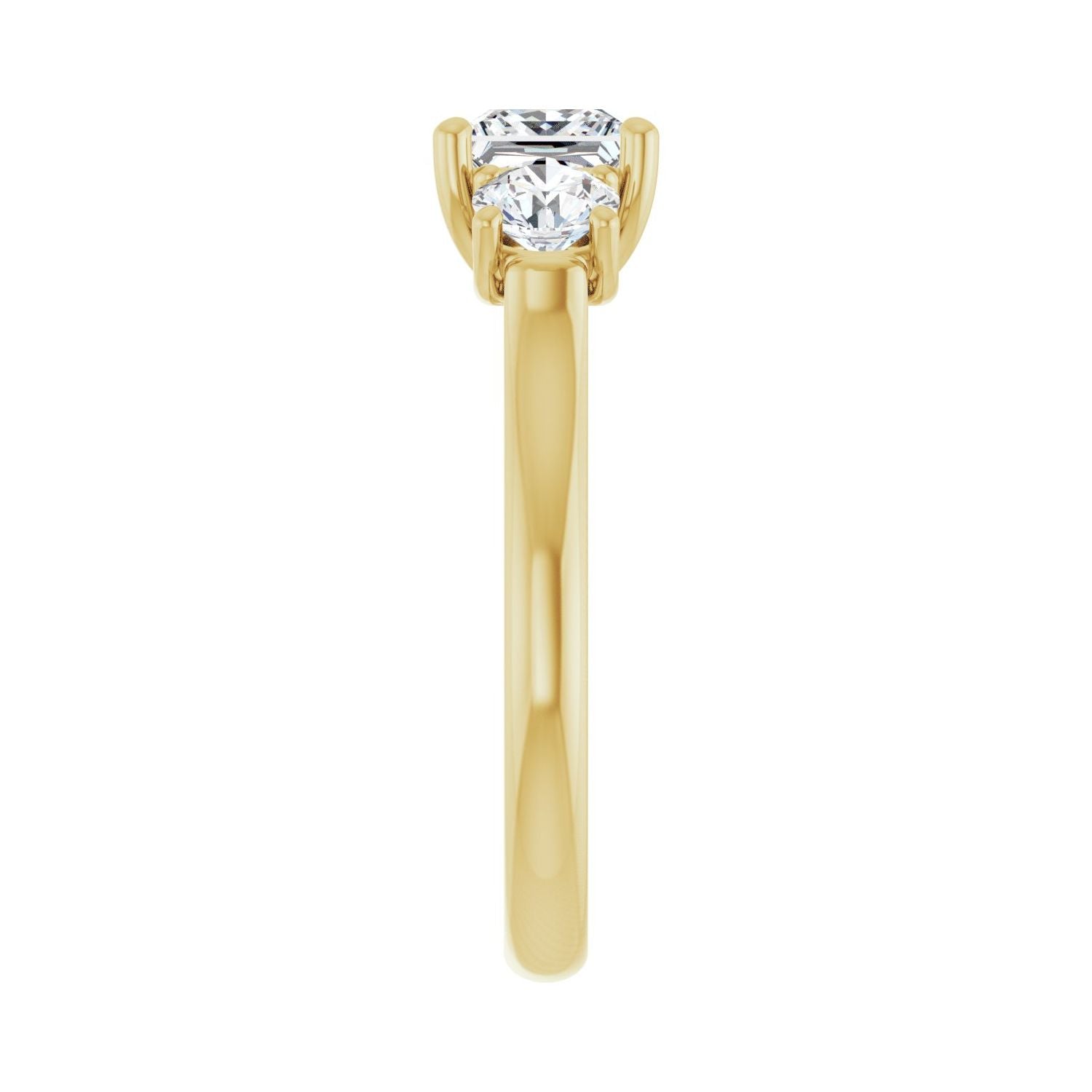 Square Three-Stone Engagement Ring | Metal Type=14K Yellow Gold | Center Stone Size=1 CT | Image 4