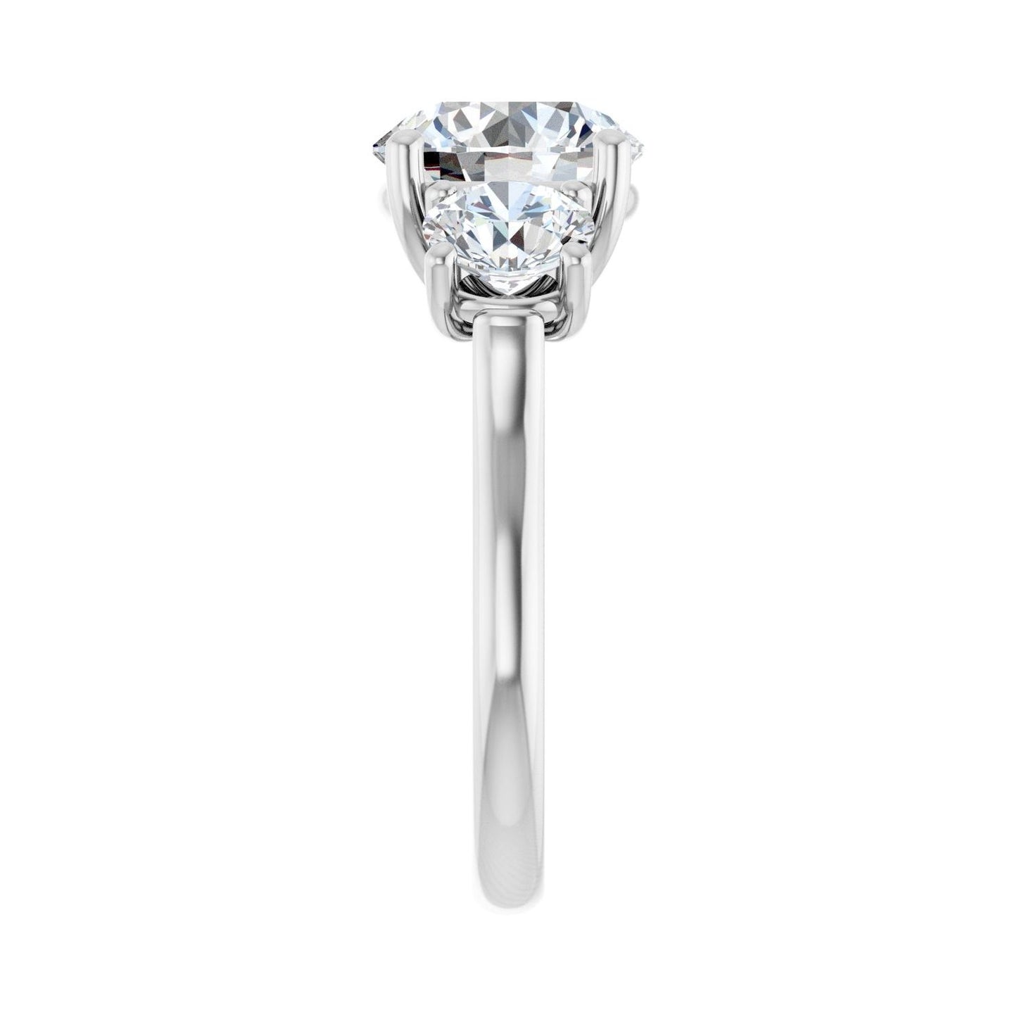 Round Three-Stone Engagement Ring | Metal Type=14K White Gold | Center Stone Size=3 CT | Image 4