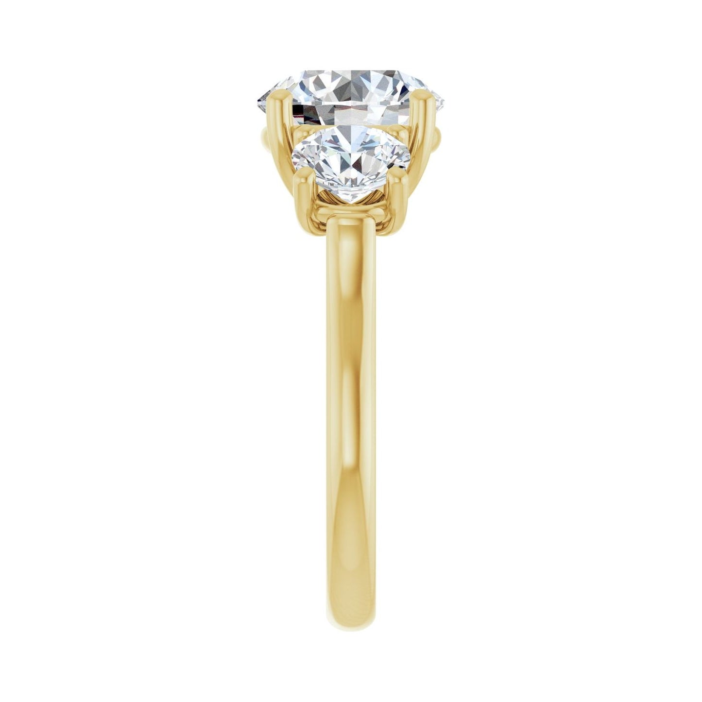 Round Three-Stone Engagement Ring | Metal Type=14K Yellow Gold | Center Stone Size=3 CT | Image 4