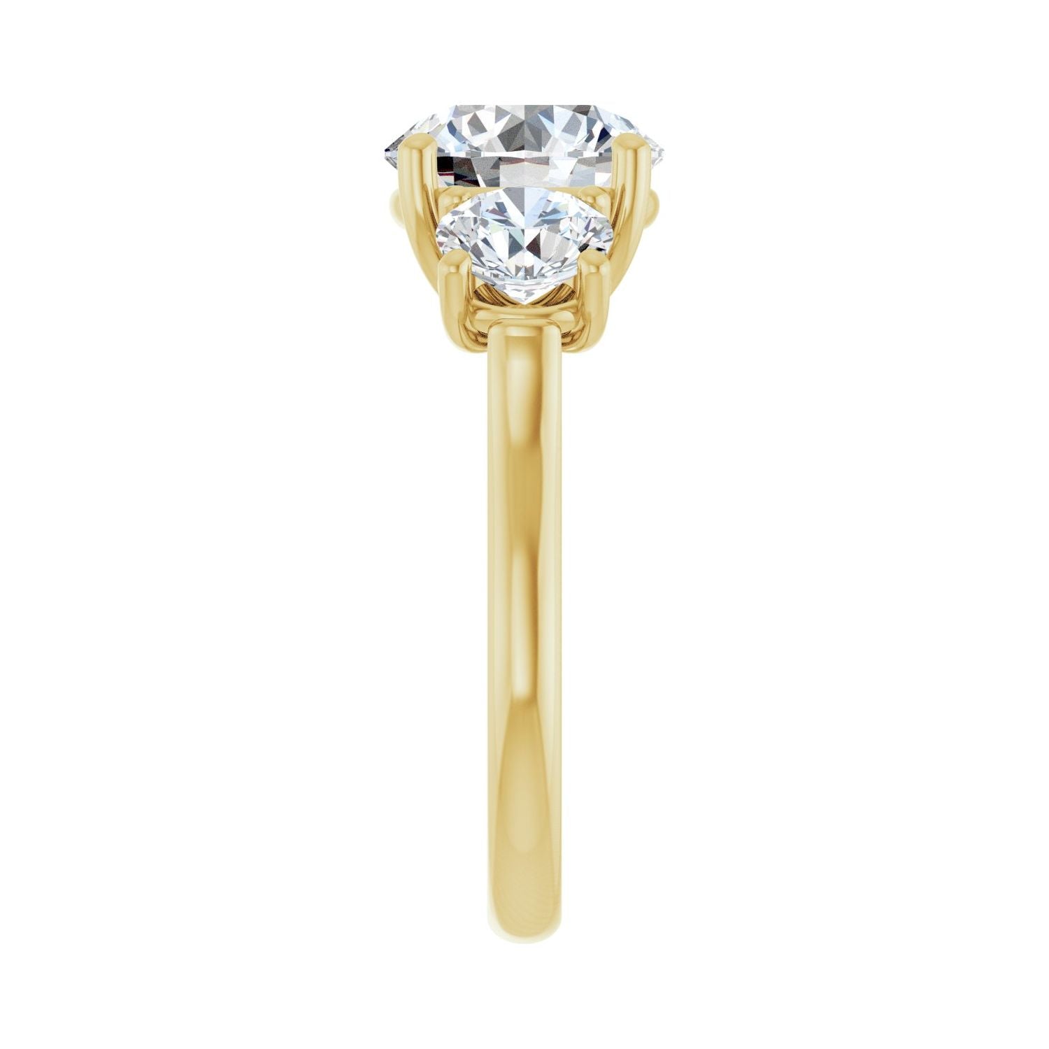 Round Three-Stone Engagement Ring | Metal Type=14K Yellow Gold | Center Stone Size=3 CT | Image 4