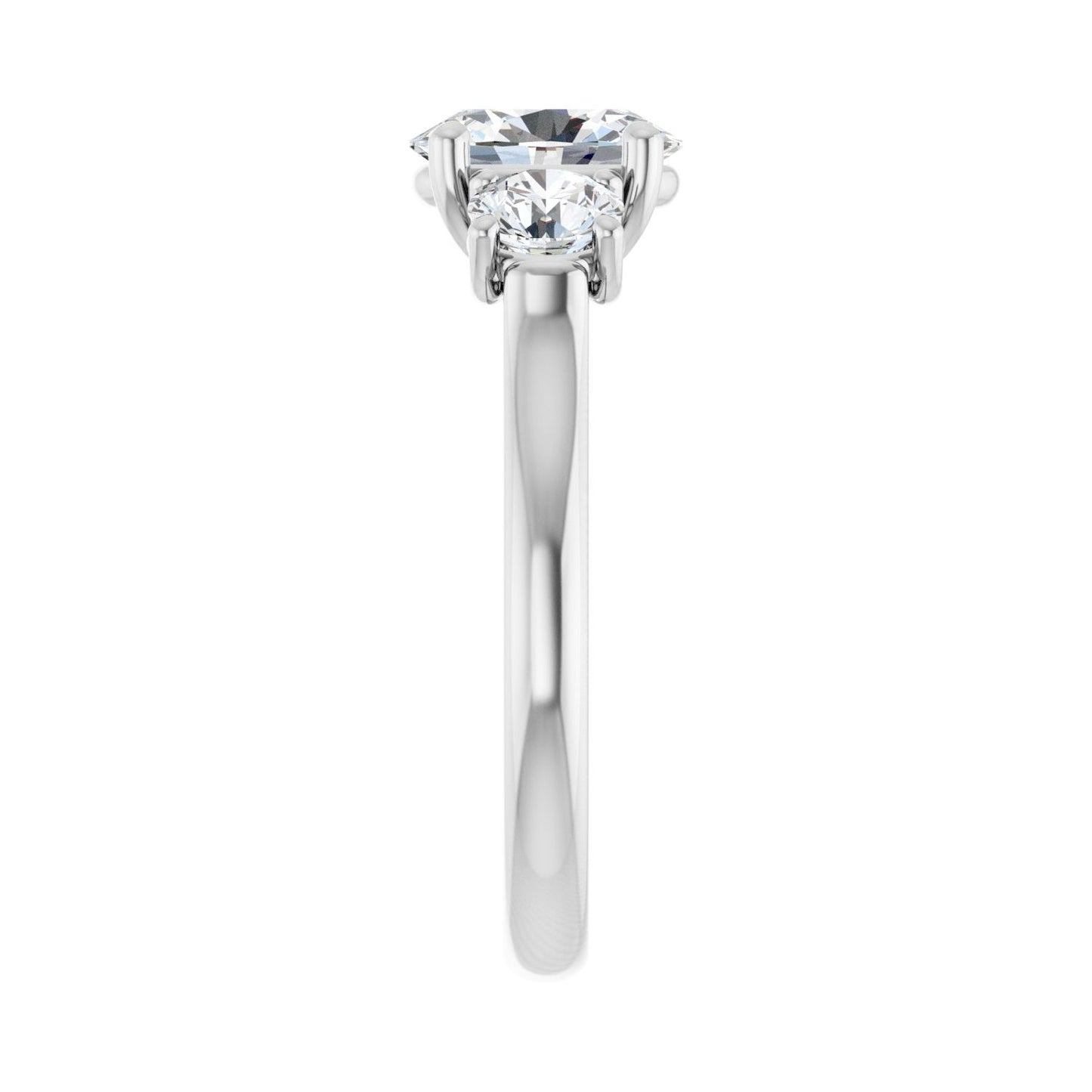 Oval Three-Stone Engagement Ring | Metal Type=14K White Gold | Center Stone Size=1.5 CT | Image 4
