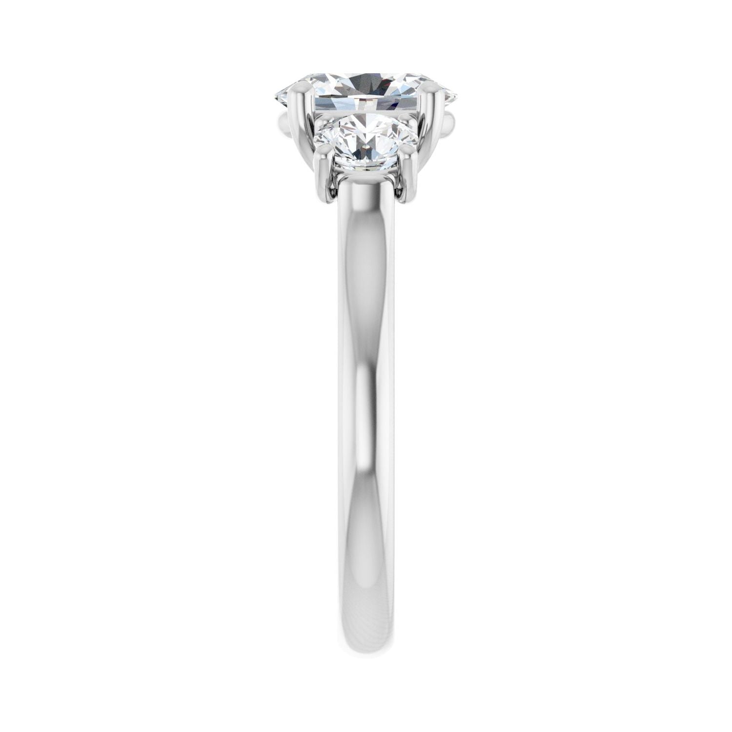 Oval Three-Stone Engagement Ring | Metal Type=14K White Gold | Center Stone Size=1.5 CT | Image 4