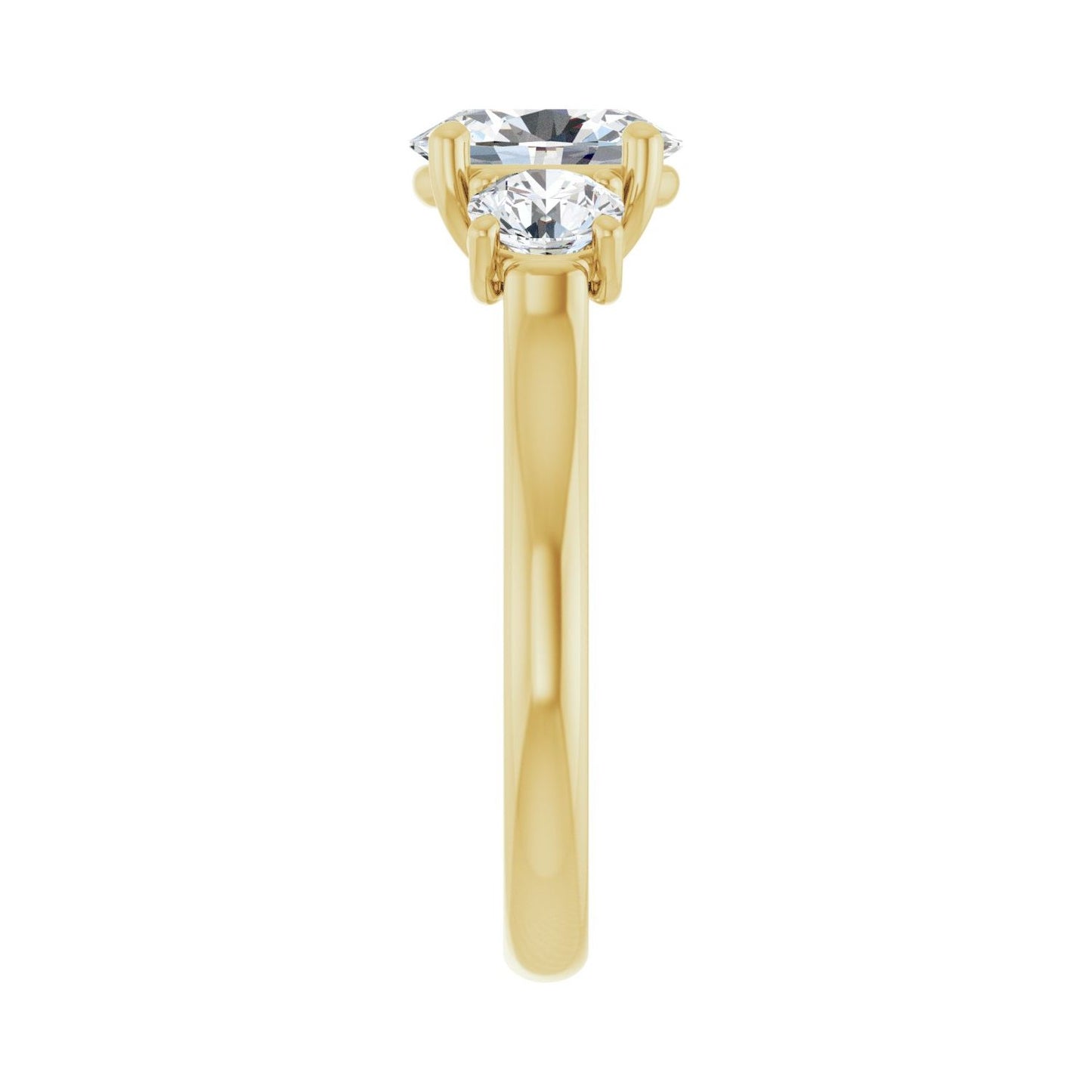 Oval Three-Stone Engagement Ring | Metal Type=14K Yellow Gold | Center Stone Size=1.5 CT | Image 4