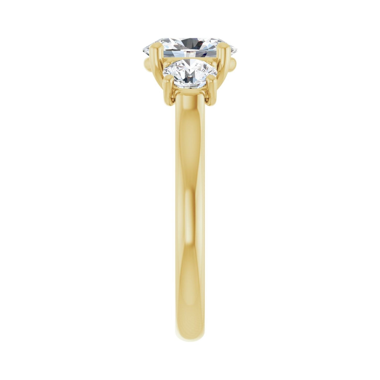 Oval Three-Stone Engagement Ring | Metal Type=14K Yellow Gold | Center Stone Size=1.5 CT | Image 4