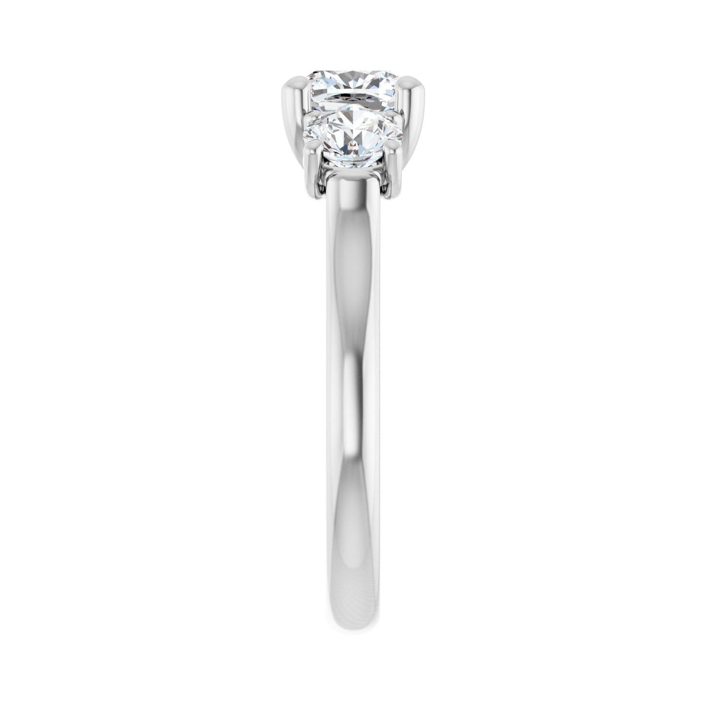 Cushion Three-Stone Engagement Ring | Metal Type=14K White Gold | Center Stone Size=1 CT | Image 4