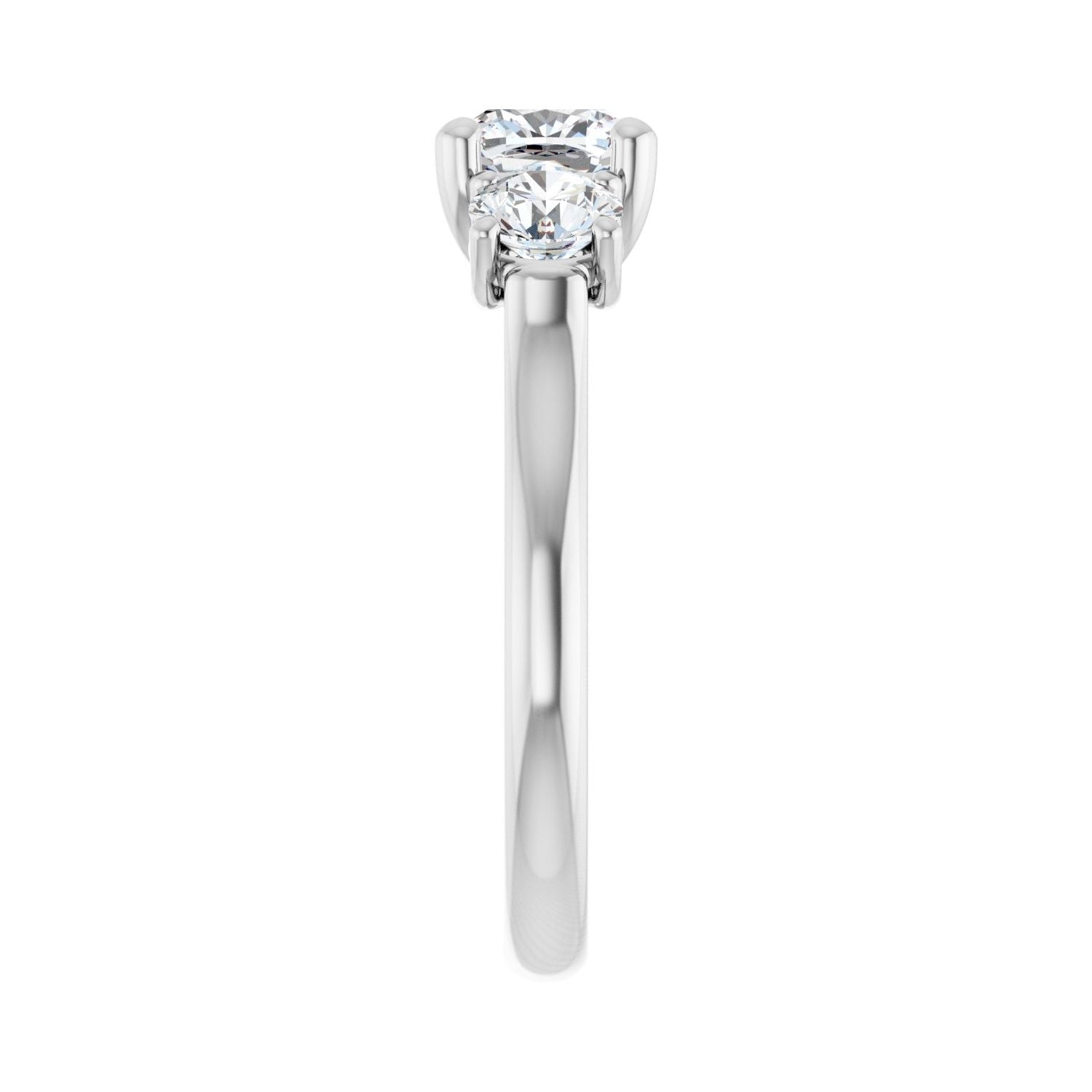 Cushion Three-Stone Engagement Ring | Metal Type=14K White Gold | Center Stone Size=1 CT | Image 4