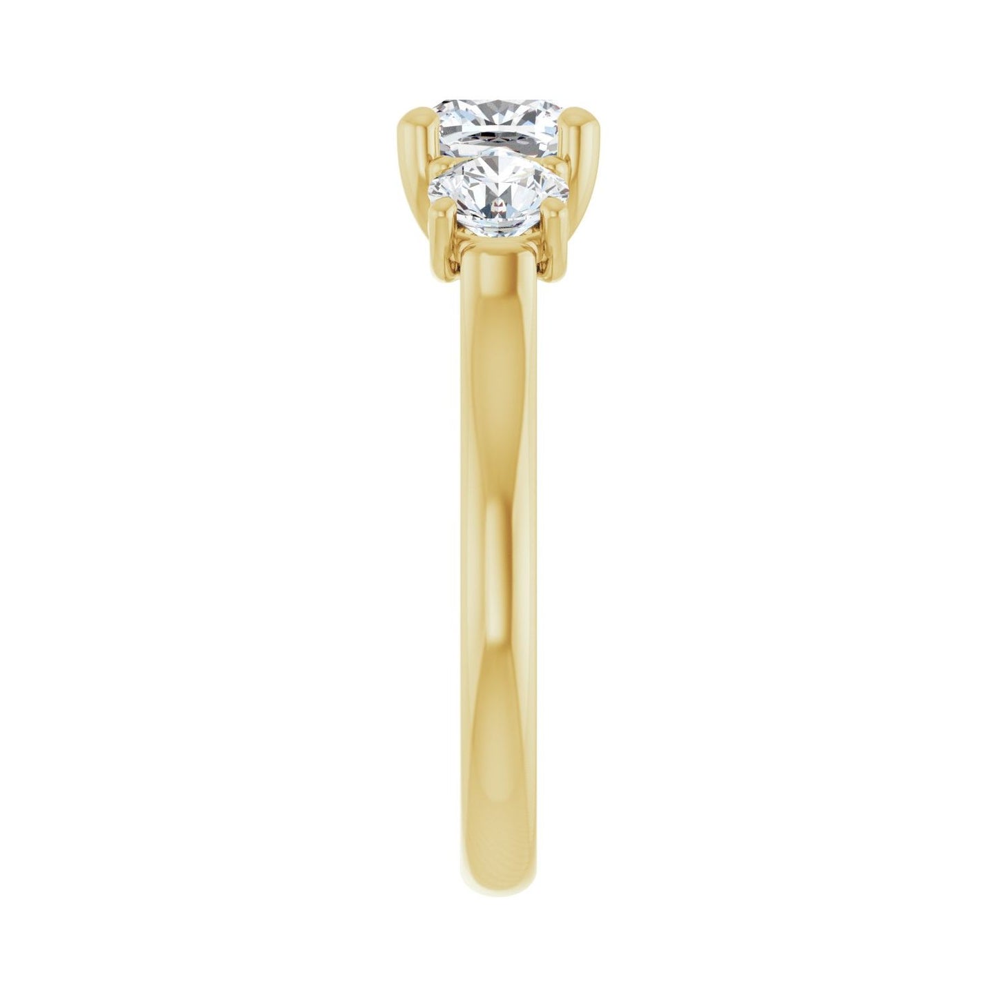 Cushion Three-Stone Engagement Ring | Metal Type=14K Yellow Gold | Center Stone Size=1 CT | Image 4