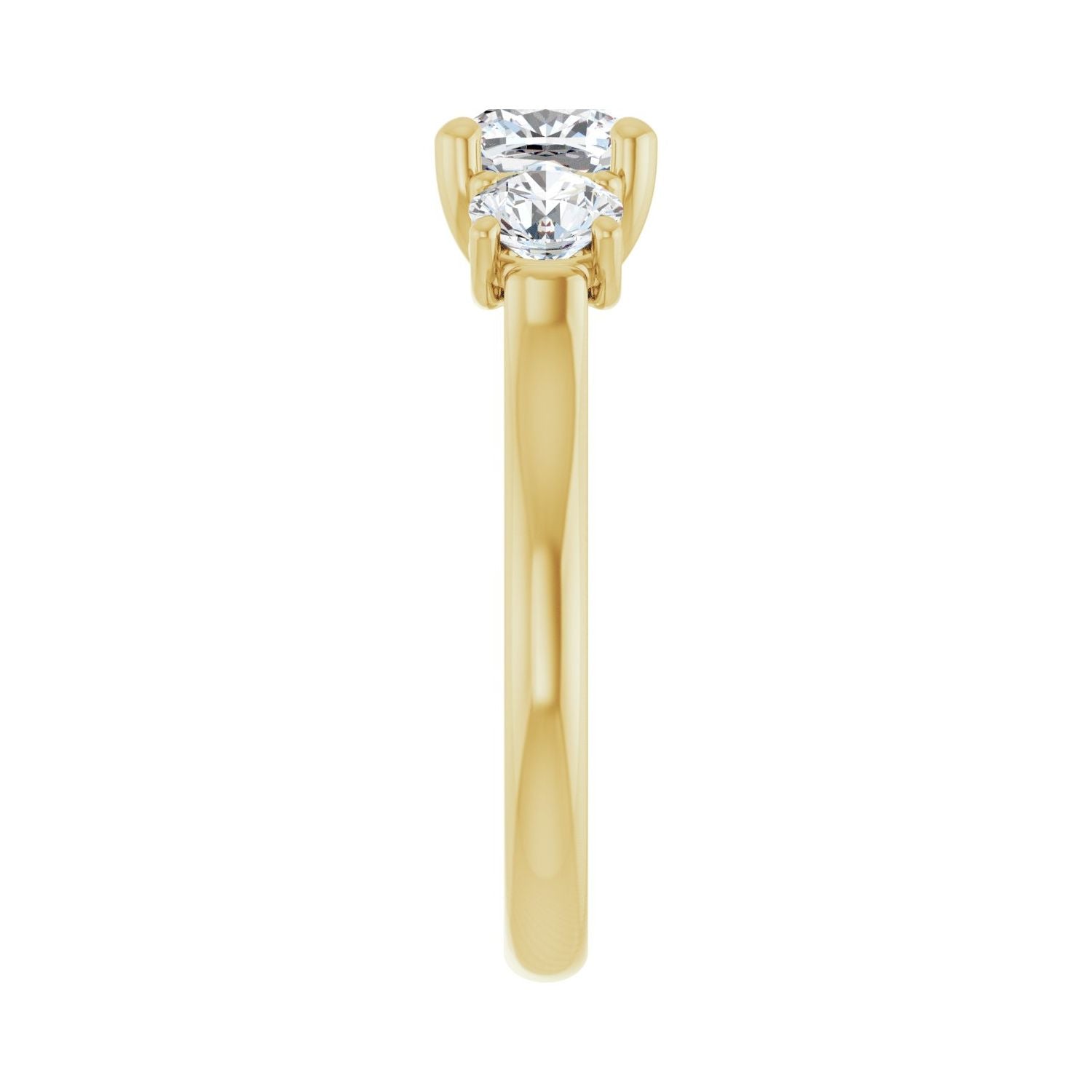 Cushion Three-Stone Engagement Ring | Metal Type=14K Yellow Gold | Center Stone Size=1 CT | Image 4