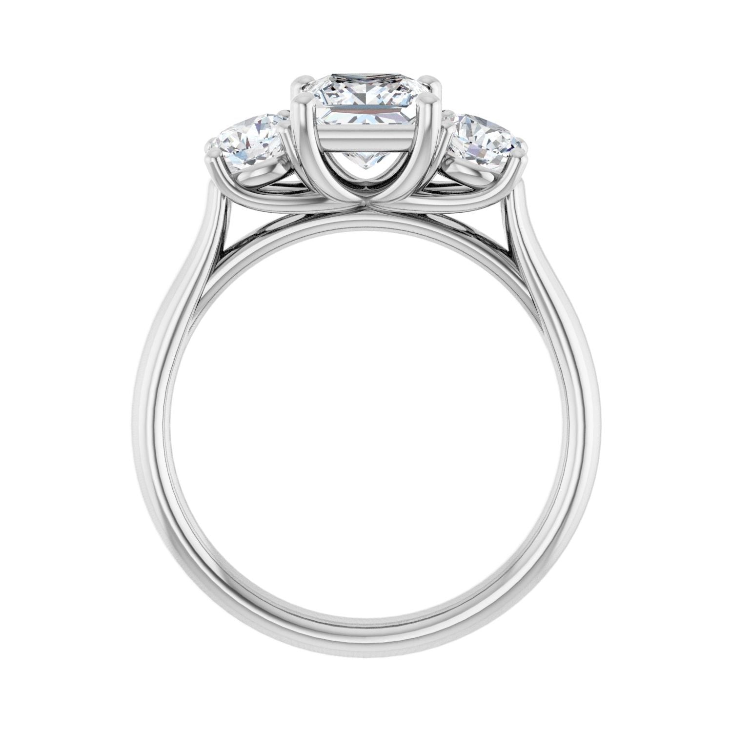Square Three-Stone Engagement Ring | Metal Type=14K White Gold | Center Stone Size=1 CT | Image 2