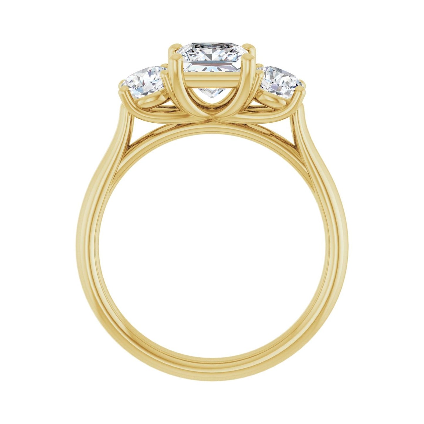 Square Three-Stone Engagement Ring | Metal Type=14K Yellow Gold | Center Stone Size=1 CT | Image 2