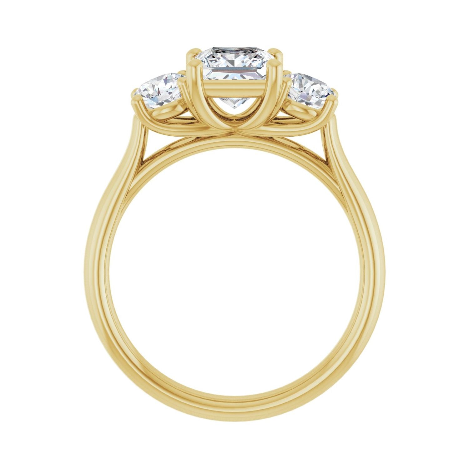 Square Three-Stone Engagement Ring | Metal Type=14K Yellow Gold | Center Stone Size=1 CT | Image 2