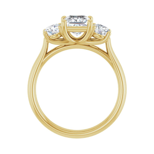 Square Three-Stone Engagement Ring | Metal Type=14K Yellow Gold | Center Stone Size=1 CT | Image 2
