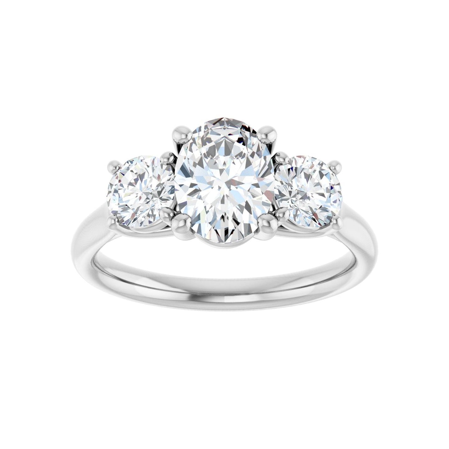 Oval Three-Stone Engagement Ring | Metal Type=14K White Gold | Center Stone Size=1.5 CT | Image 3