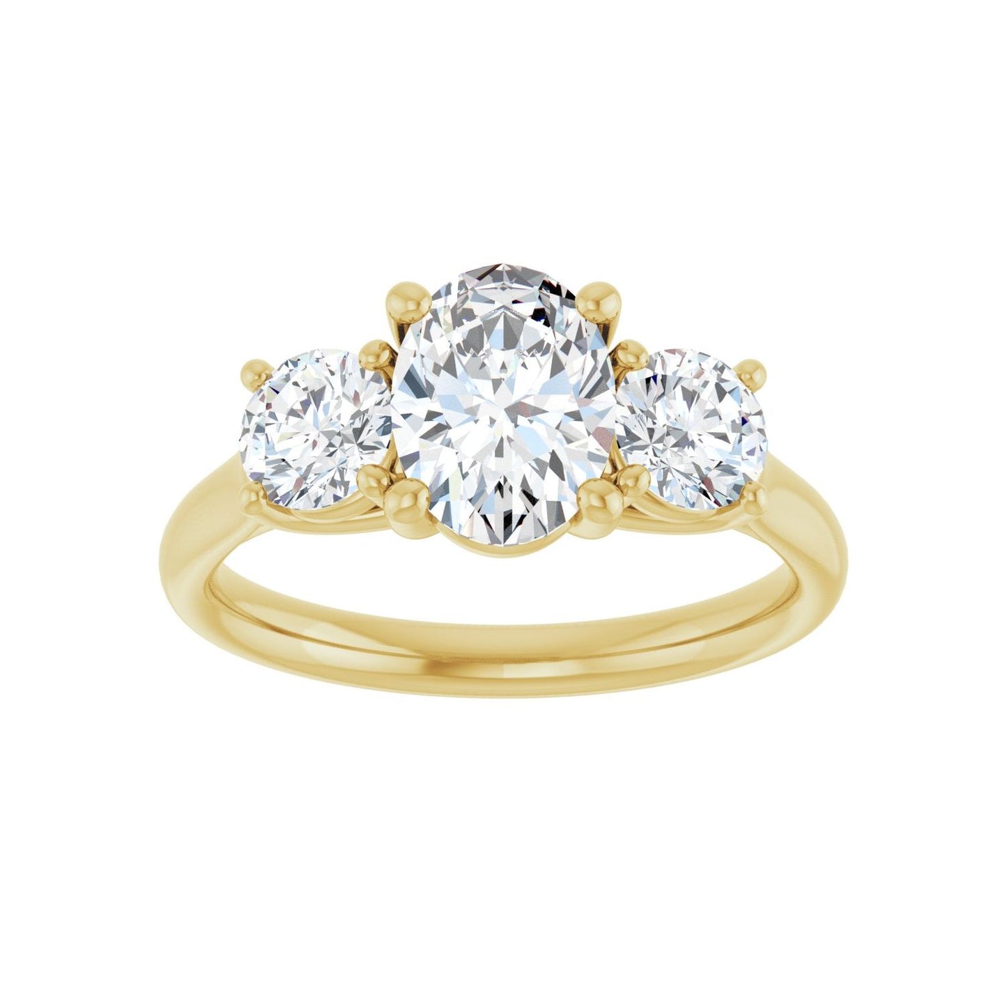 Oval Three-Stone Engagement Ring | Metal Type=14K Yellow Gold | Center Stone Size=1.5 CT | Image 3