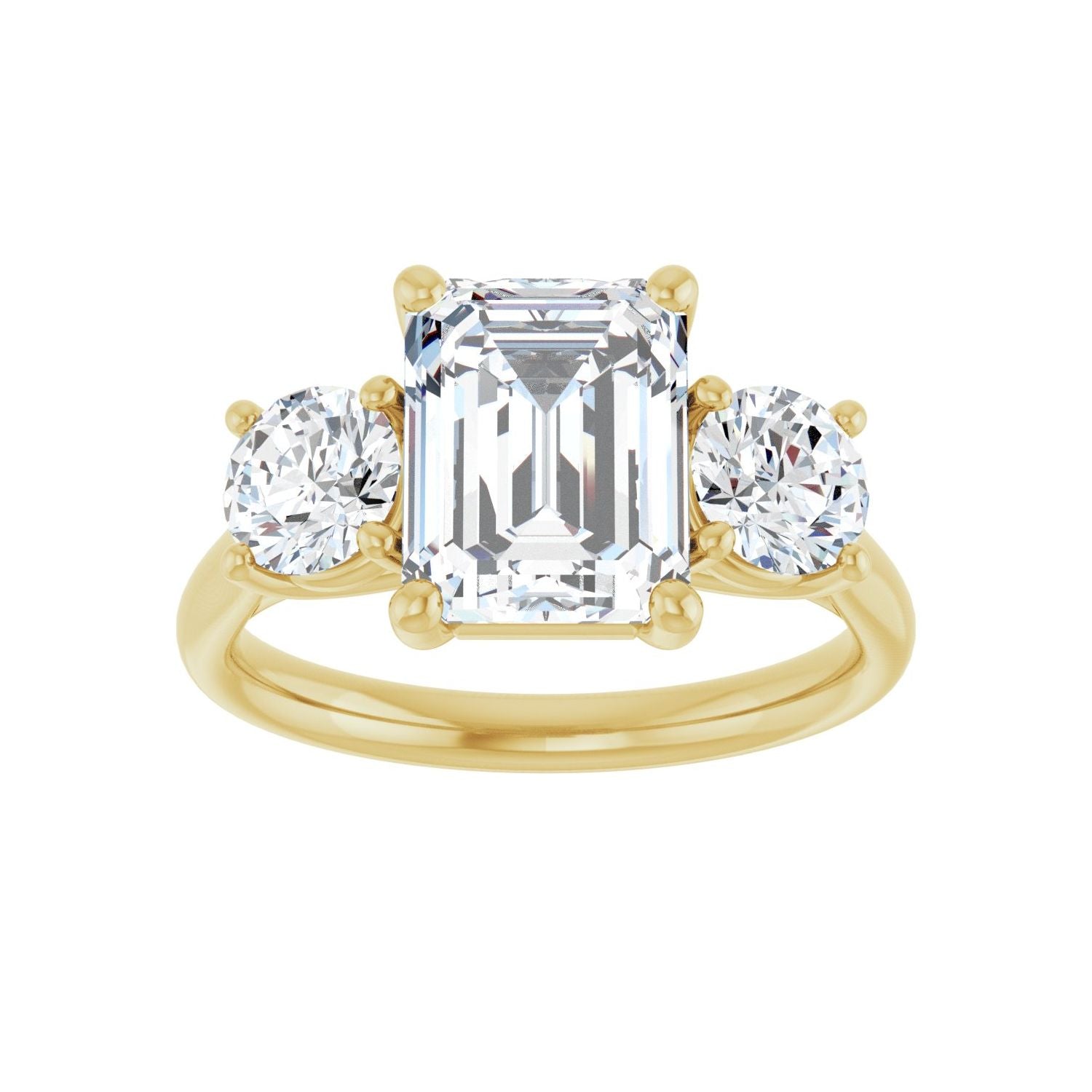Emerald Three-Stone Engagement Ring | Metal Type=14K Yellow Gold | Center Stone Size=2.5 CT | Image 3