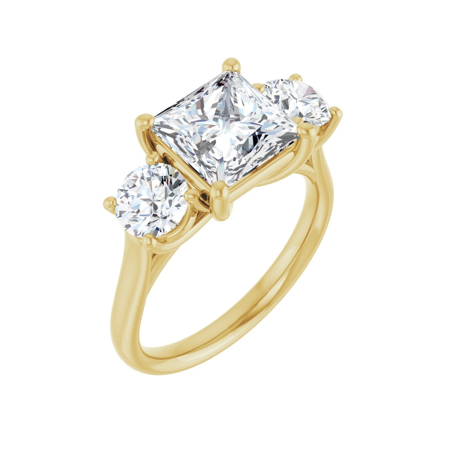 Square Three-Stone Engagement Ring | Metal Type=14K Yellow Gold | Center Stone Size=2.5 CT | Image 1