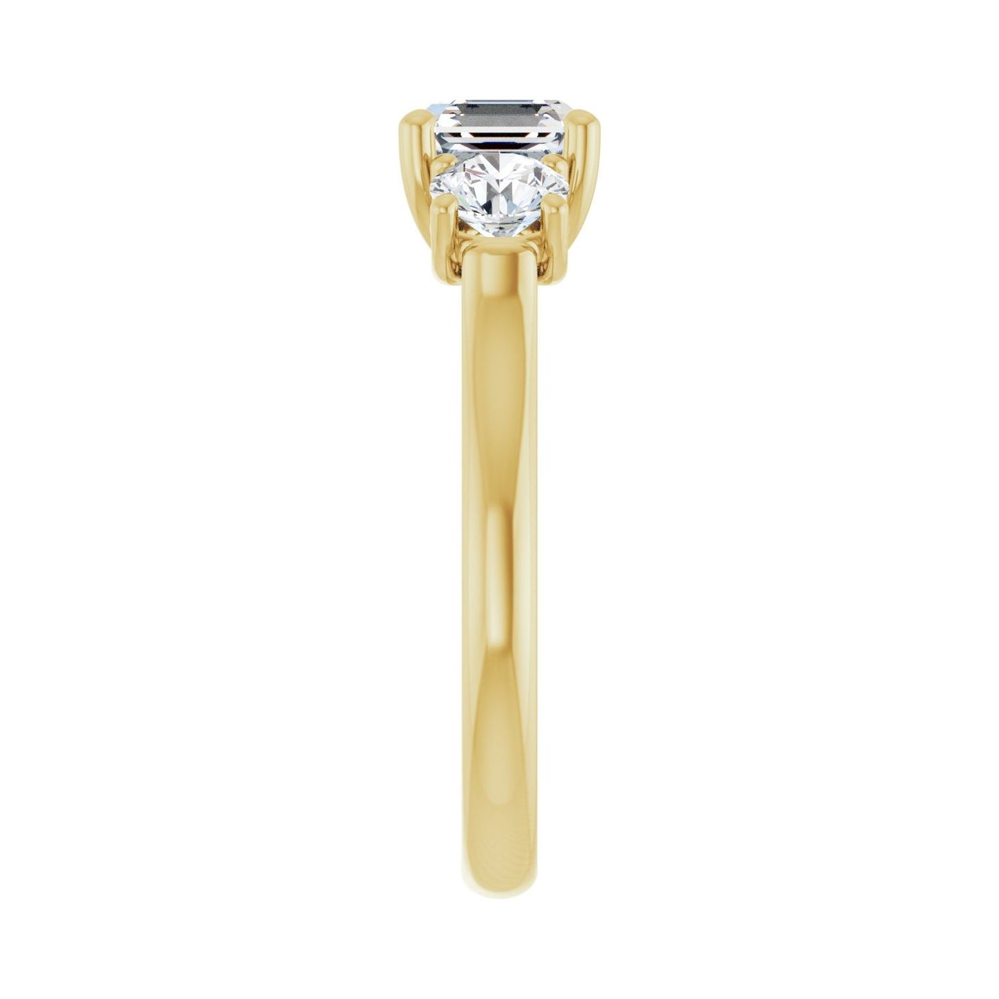 Asscher Three-Stone Engagement Ring | Metal Type=14K Yellow Gold | Center Stone Size=1 CT | Image 4