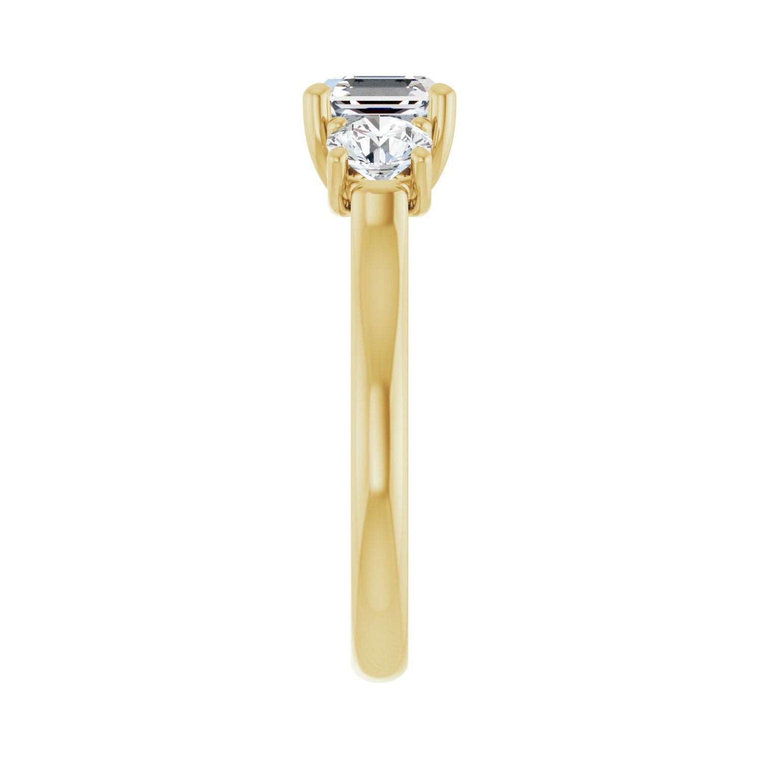 Asscher Three-Stone Engagement Ring | Metal Type=14K Yellow Gold | Center Stone Size=1 CT | Image 4