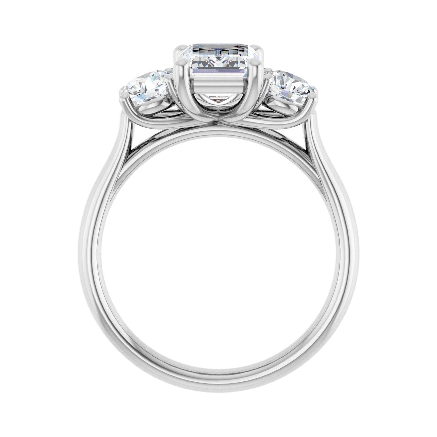Emerald Three-Stone Engagement Ring | Metal Type=14K White Gold | Center Stone Size=2 CT | Image 2
