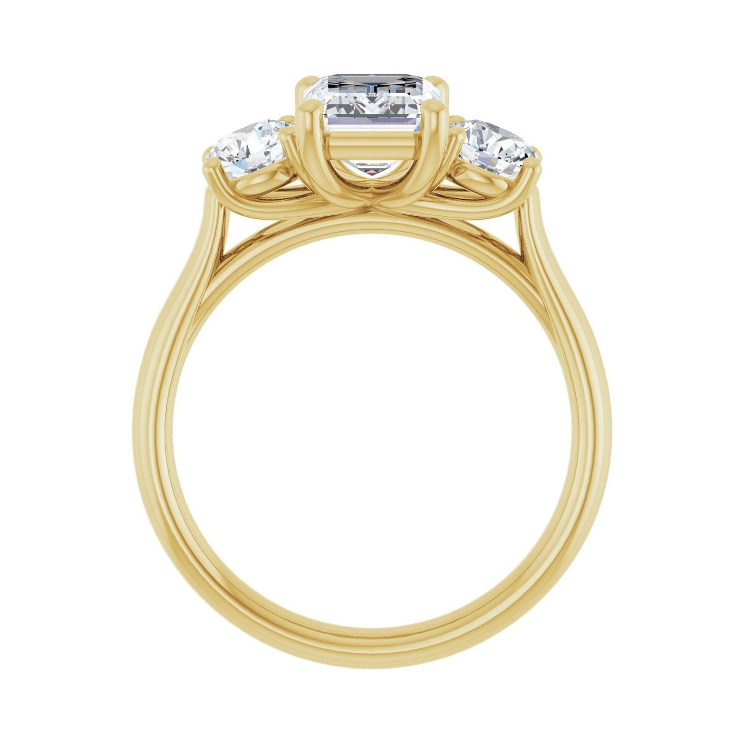 Emerald Three-Stone Engagement Ring | Metal Type=14K Yellow Gold | Center Stone Size=2 CT | Image 2