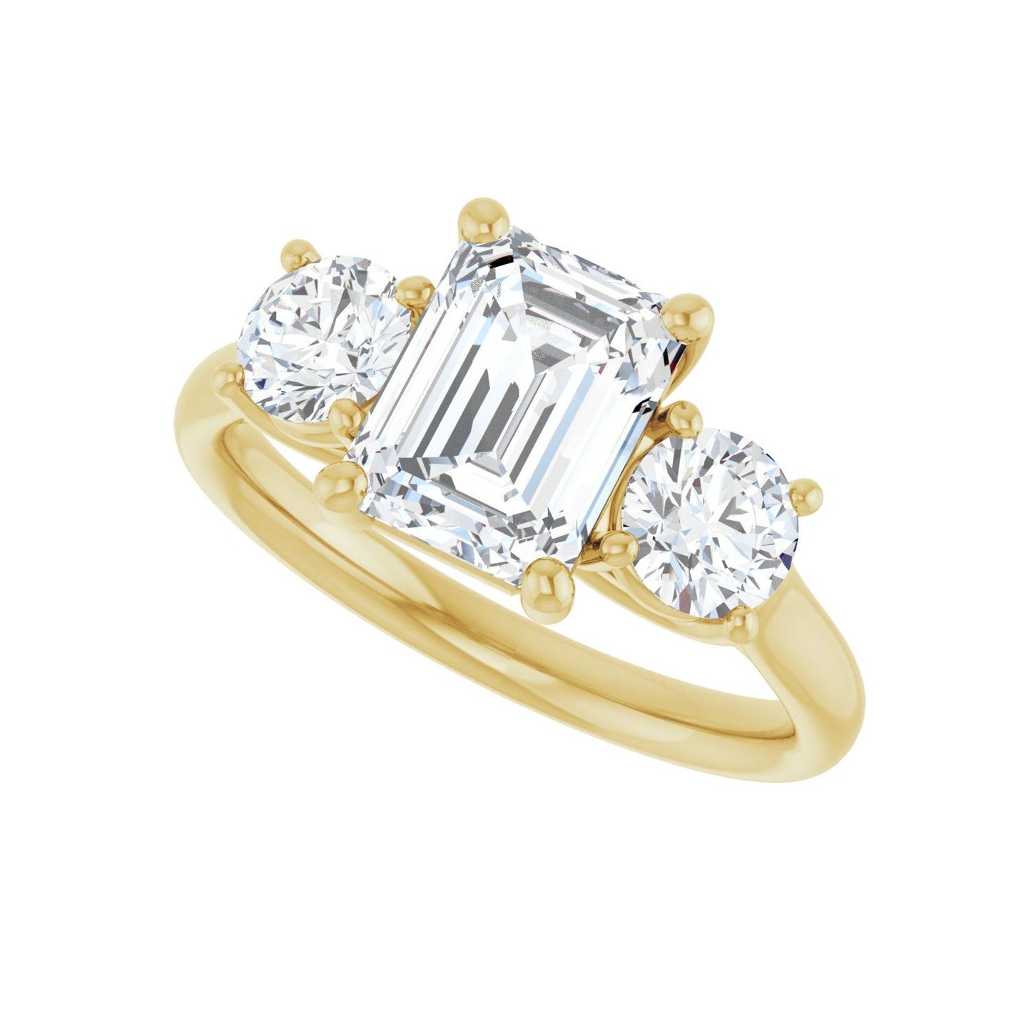 Emerald Three-Stone Engagement Ring | Metal Type=14K Yellow Gold | Center Stone Size=2 CT | Image 5