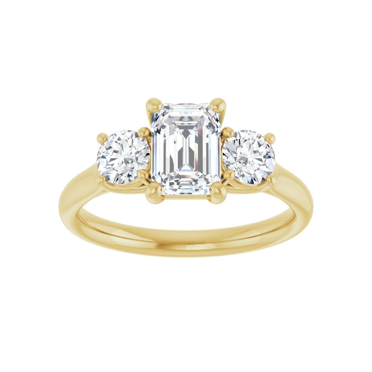 Emerald Three-Stone Engagement Ring | Metal Type=14K Yellow Gold | Center Stone Size=1.5 CT | Image 3