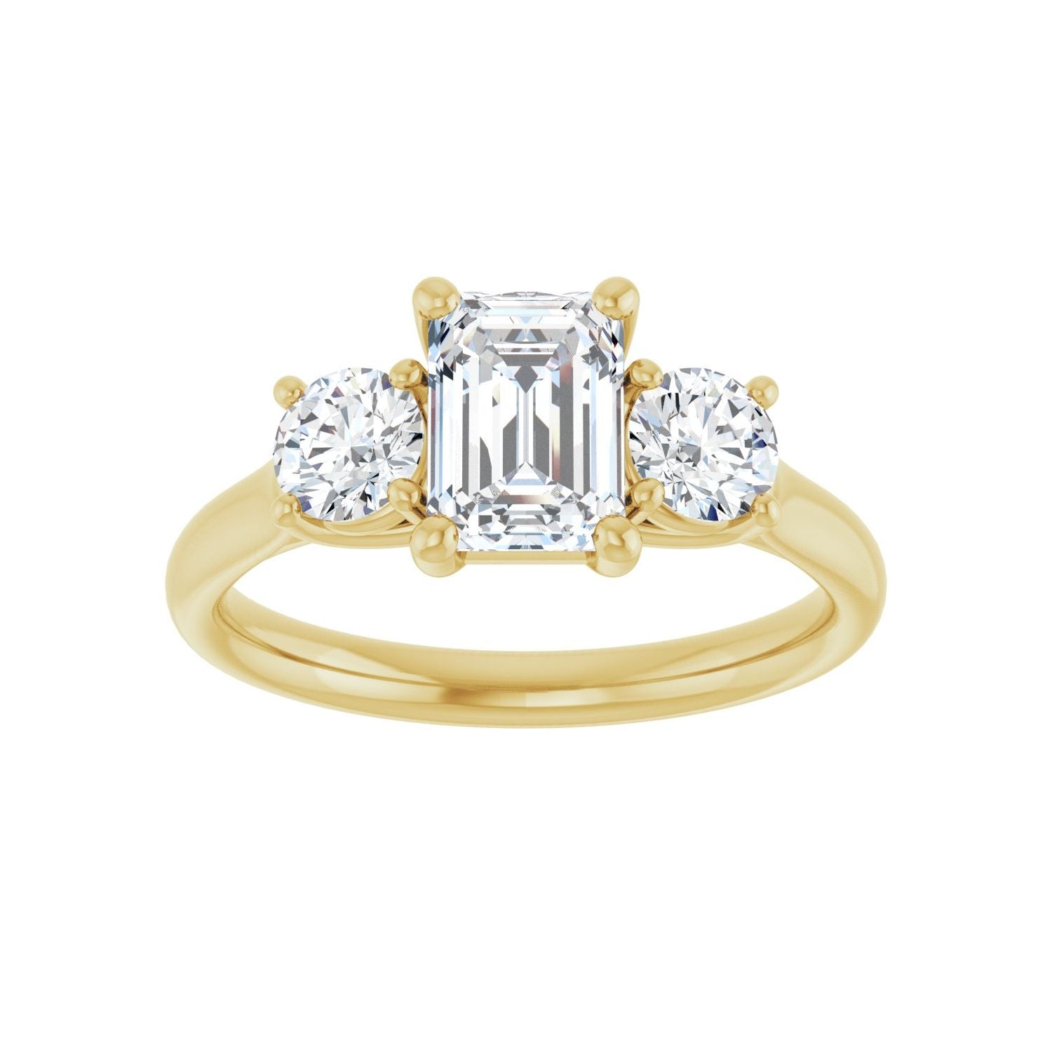 Emerald Three-Stone Engagement Ring | Metal Type=14K Yellow Gold | Center Stone Size=1.5 CT | Image 3