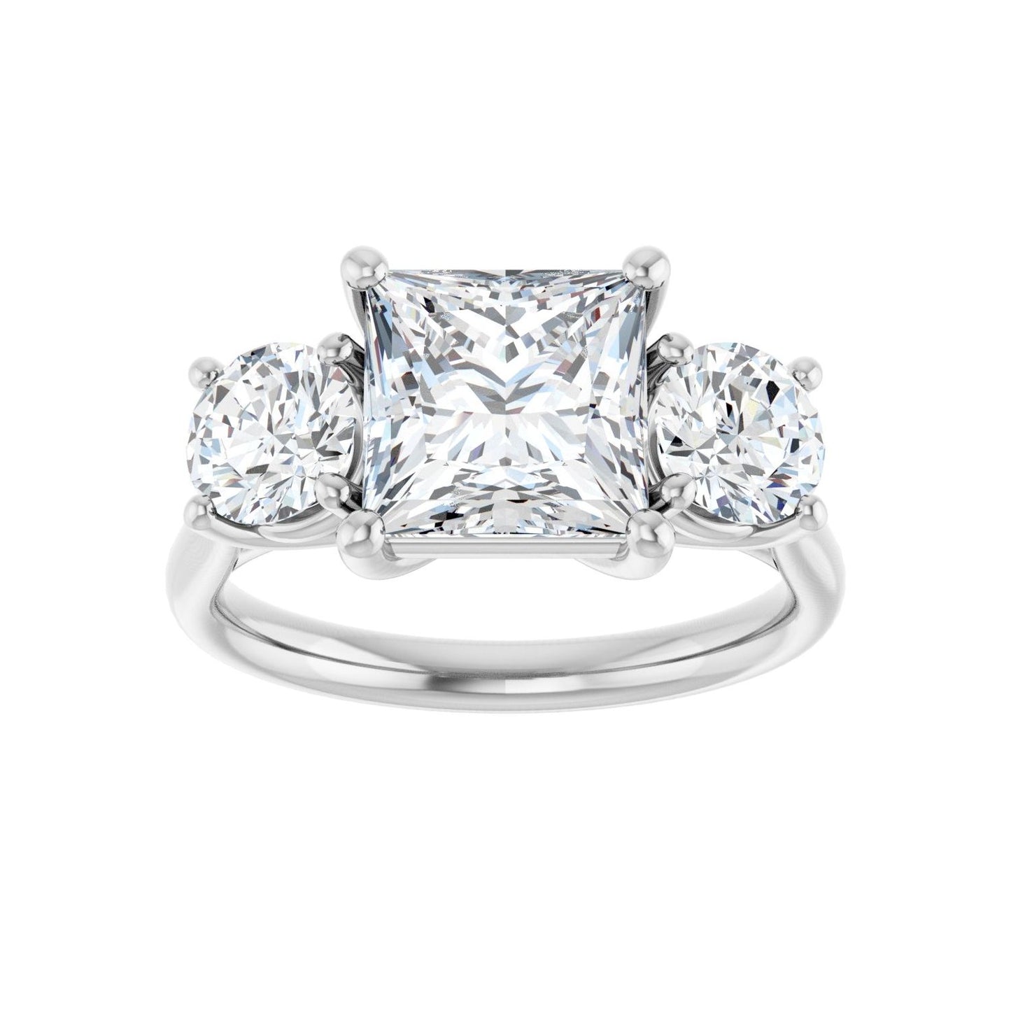 Square Three-Stone Engagement Ring | Metal Type=14K White Gold | Center Stone Size=2.5 CT | Image 3