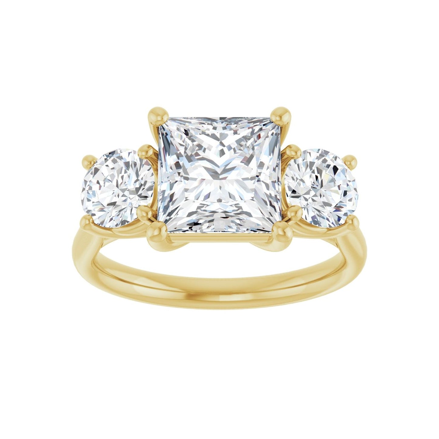 Square Three-Stone Engagement Ring | Metal Type=14K Yellow Gold | Center Stone Size=2.5 CT | Image 3