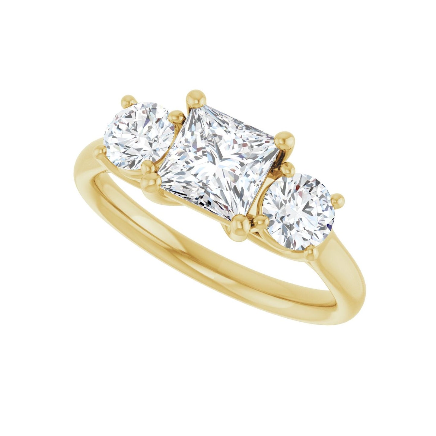 Square Three-Stone Engagement Ring | Metal Type=14K Yellow Gold | Center Stone Size=1 CT | Image 5