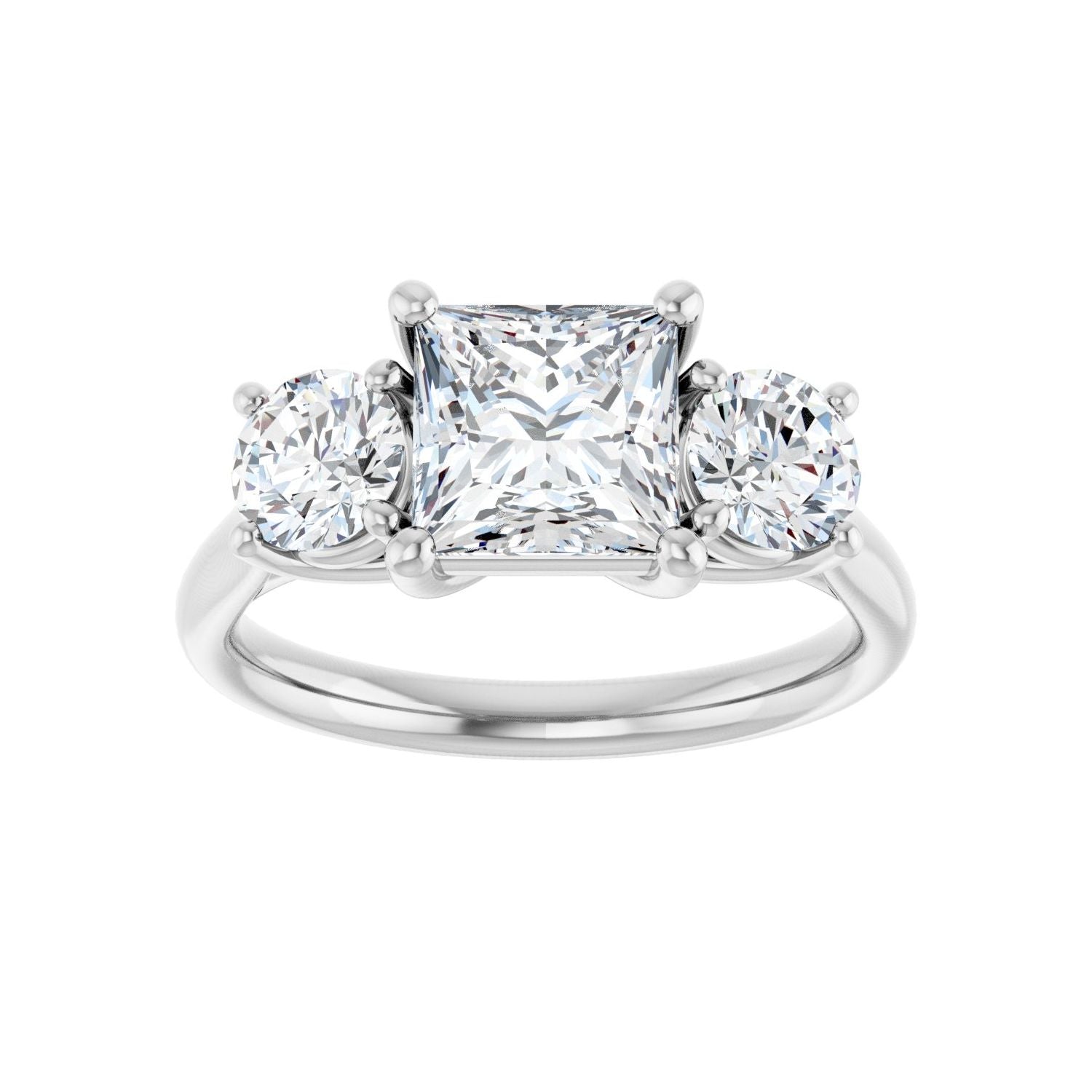 Square Three-Stone Engagement Ring | Metal Type=14K White Gold | Center Stone Size=1.5 CT | Image 3