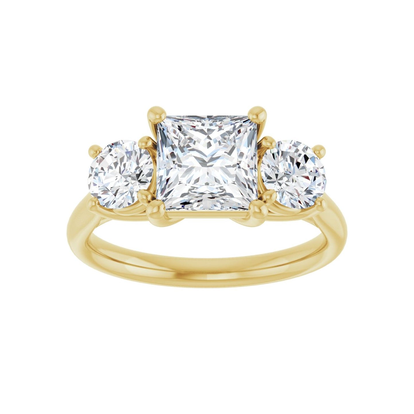 Square Three-Stone Engagement Ring | Metal Type=14K Yellow Gold | Center Stone Size=1.5 CT | Image 3