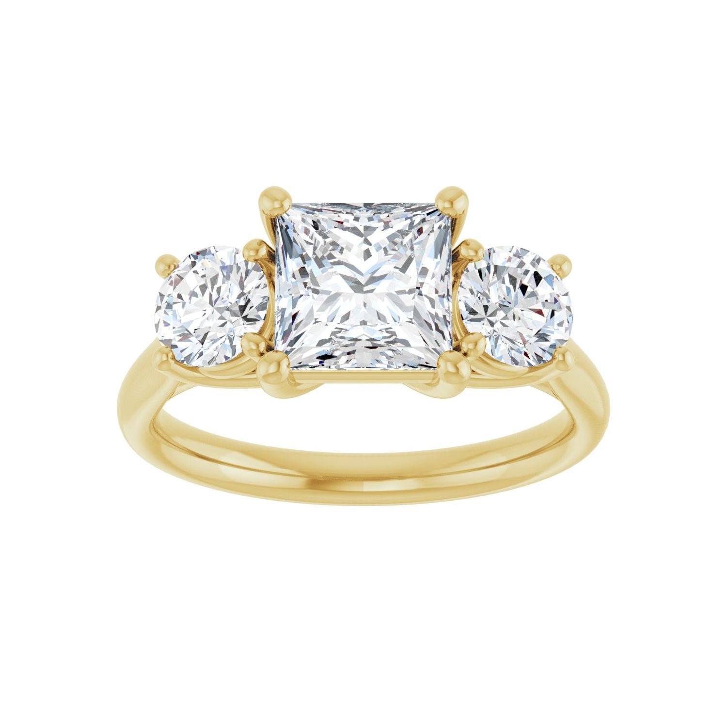 Square Three-Stone Engagement Ring | Metal Type=14K Yellow Gold | Center Stone Size=1.5 CT | Image 3