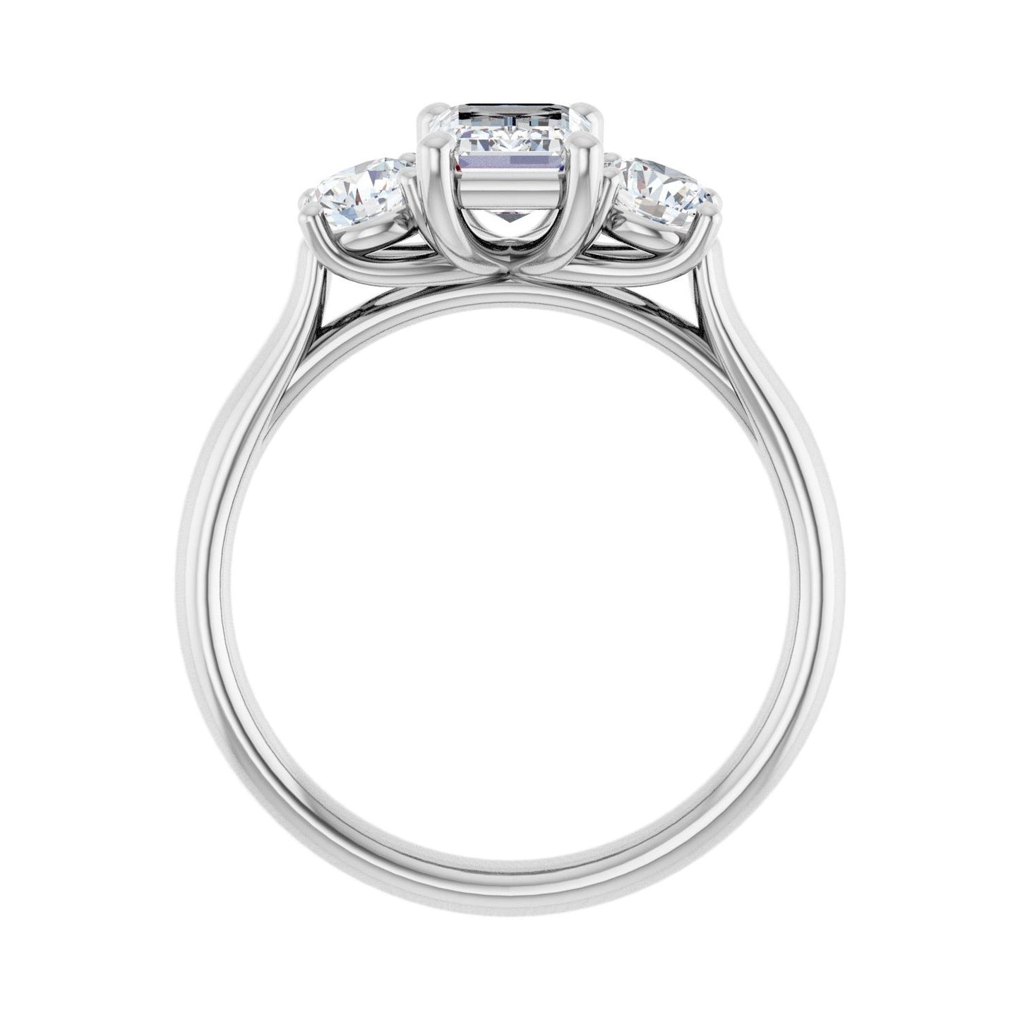 Emerald Three-Stone Engagement Ring | Metal Type=14K White Gold | Center Stone Size=1.5 CT | Image 2