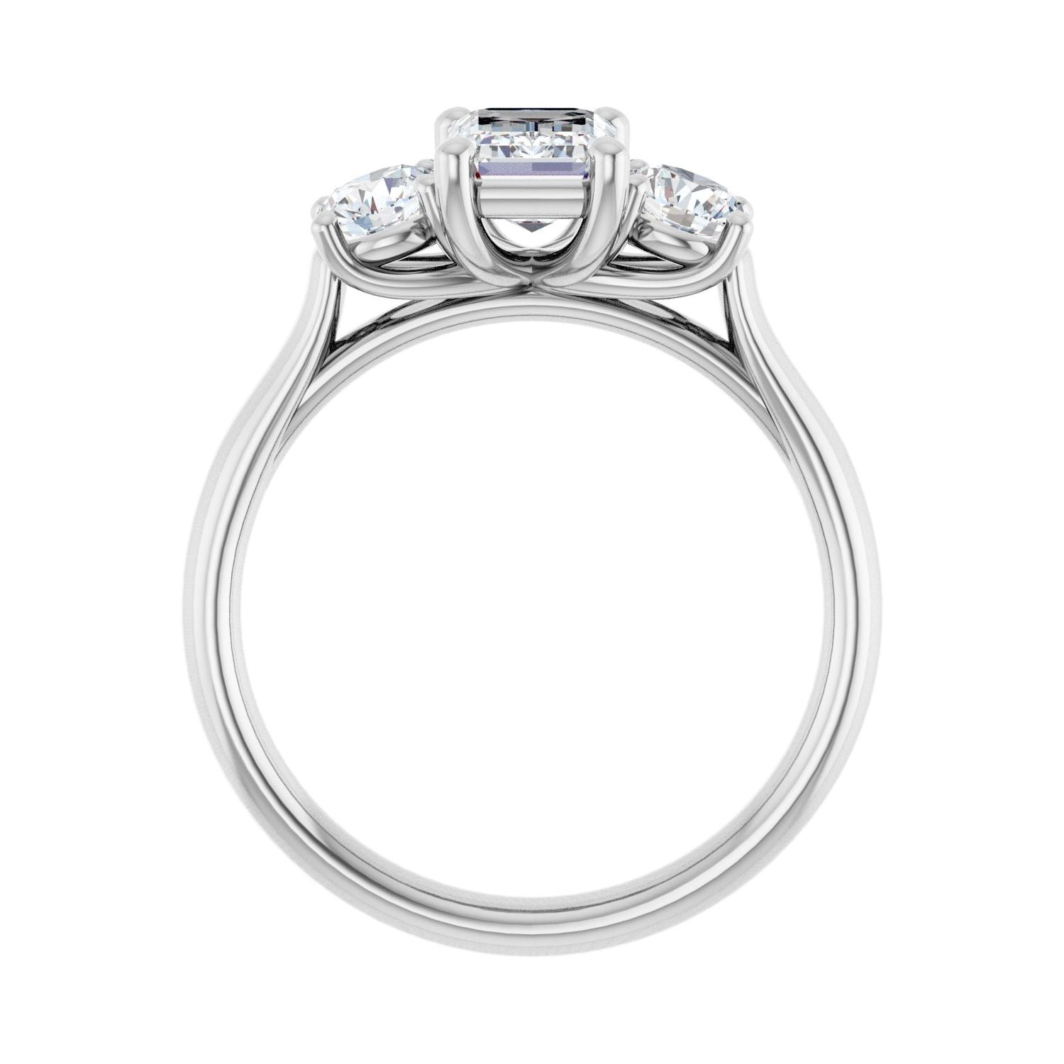 Emerald Three-Stone Engagement Ring | Metal Type=14K White Gold | Center Stone Size=1.5 CT | Image 2