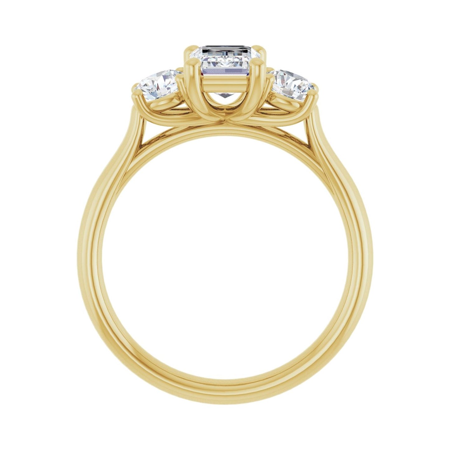 Emerald Three-Stone Engagement Ring | Metal Type=14K Yellow Gold | Center Stone Size=1.5 CT | Image 2